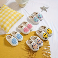 Happy Face Cozy Slippers For Girls Anti-Skid Indoor Shoes