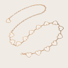 Metal Heart Waist Chain Belts for Women Adjustable Body Waistband