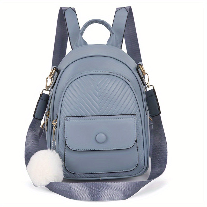 Mini Women's Backpack With Plush Ball - Cute Purse Shape Bag