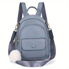 Mini Women's Backpack With Plush Ball - Cute Purse Shape Bag