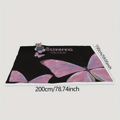 Pink Butterfly Picnic Blanket Waterproof Beach Blanket for Outdoor Camping