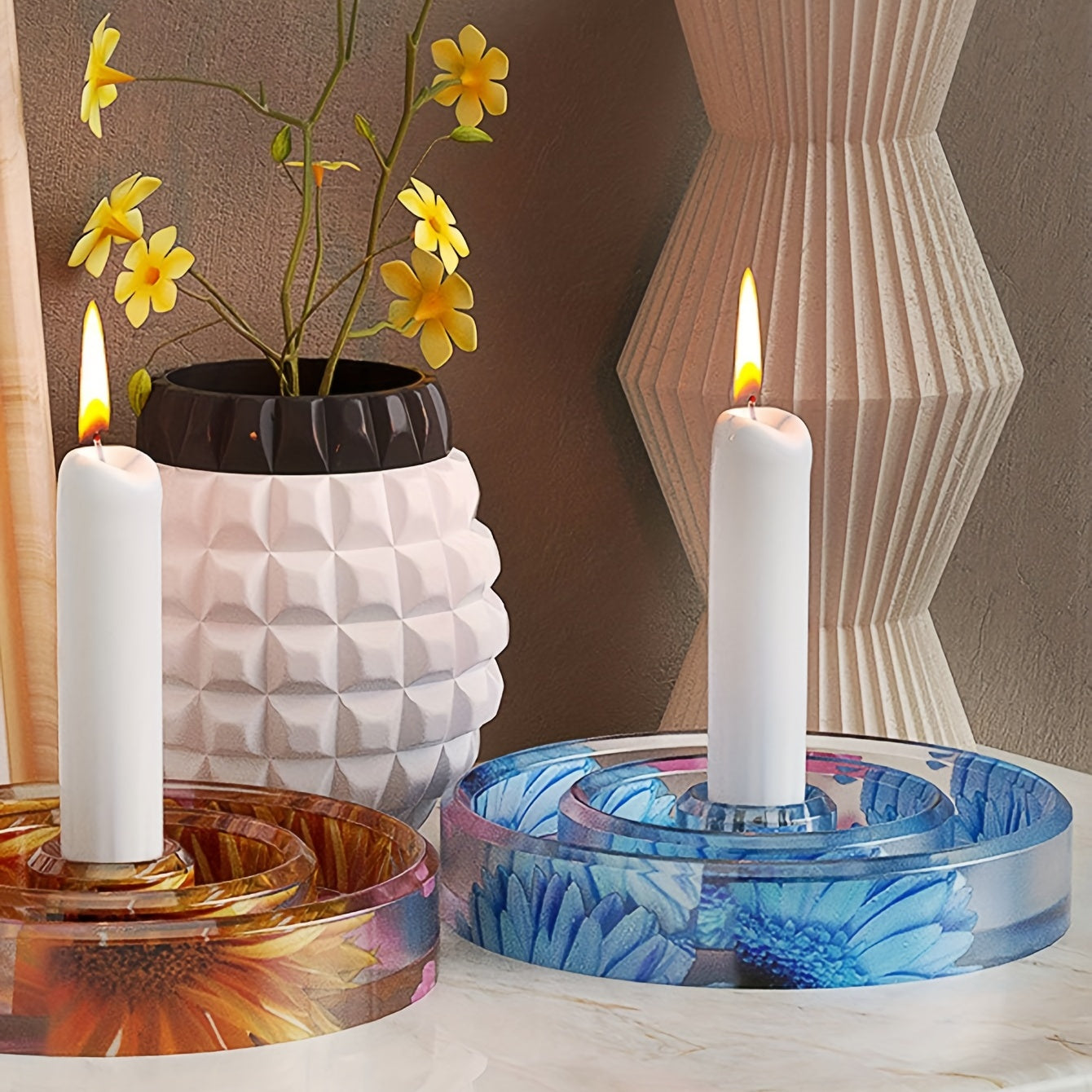 Round Resin Candle Holder Silicone Mold DIY Candle Making