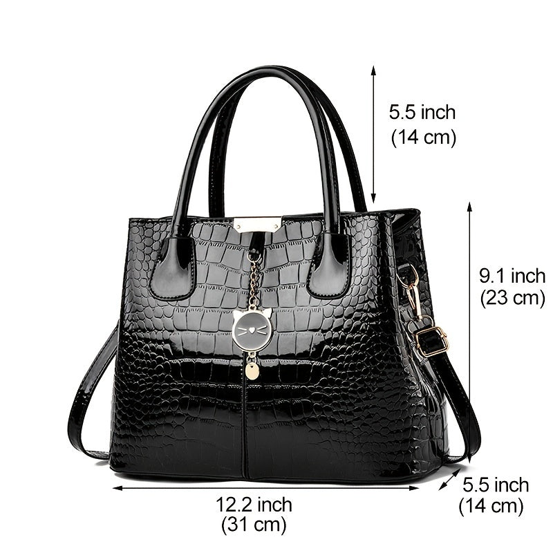 Crocodile Embossed Handbag PU Leather Shoulder Bag