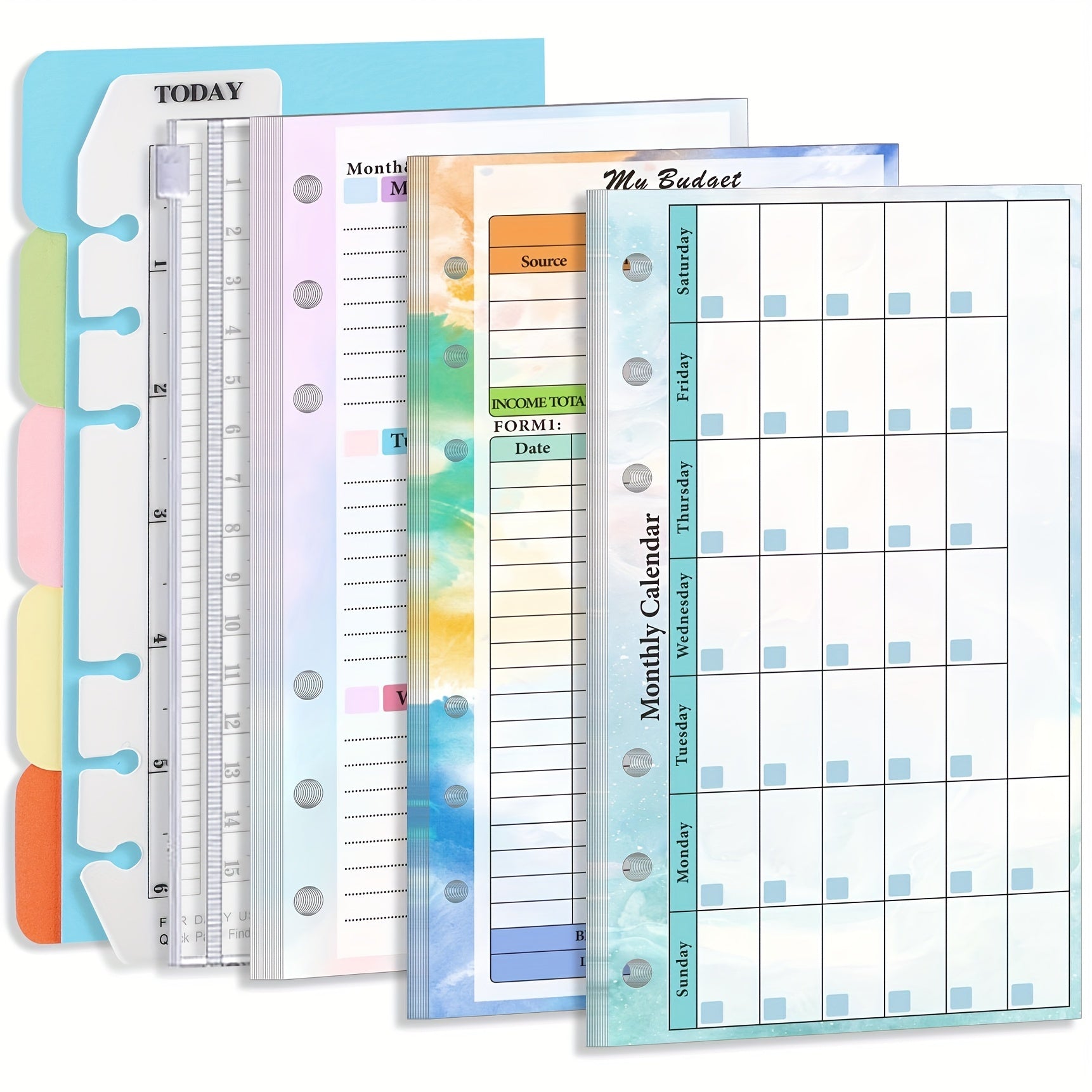 Budget Planner Refill Set - 82 Sheets Loose Leaf Paper with Binder Pocket