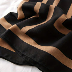 Classic Stripe Print Long Scarf & Brown Casual Shawl