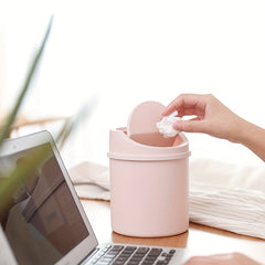 1pc Mini Trash Can with Lid for Living Room Table