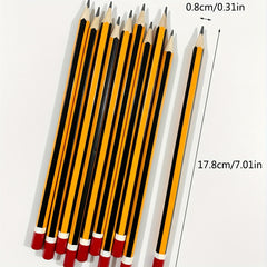 10pcs Yellow Striped Willow Pencils Smooth Writing Ideal for Office and School