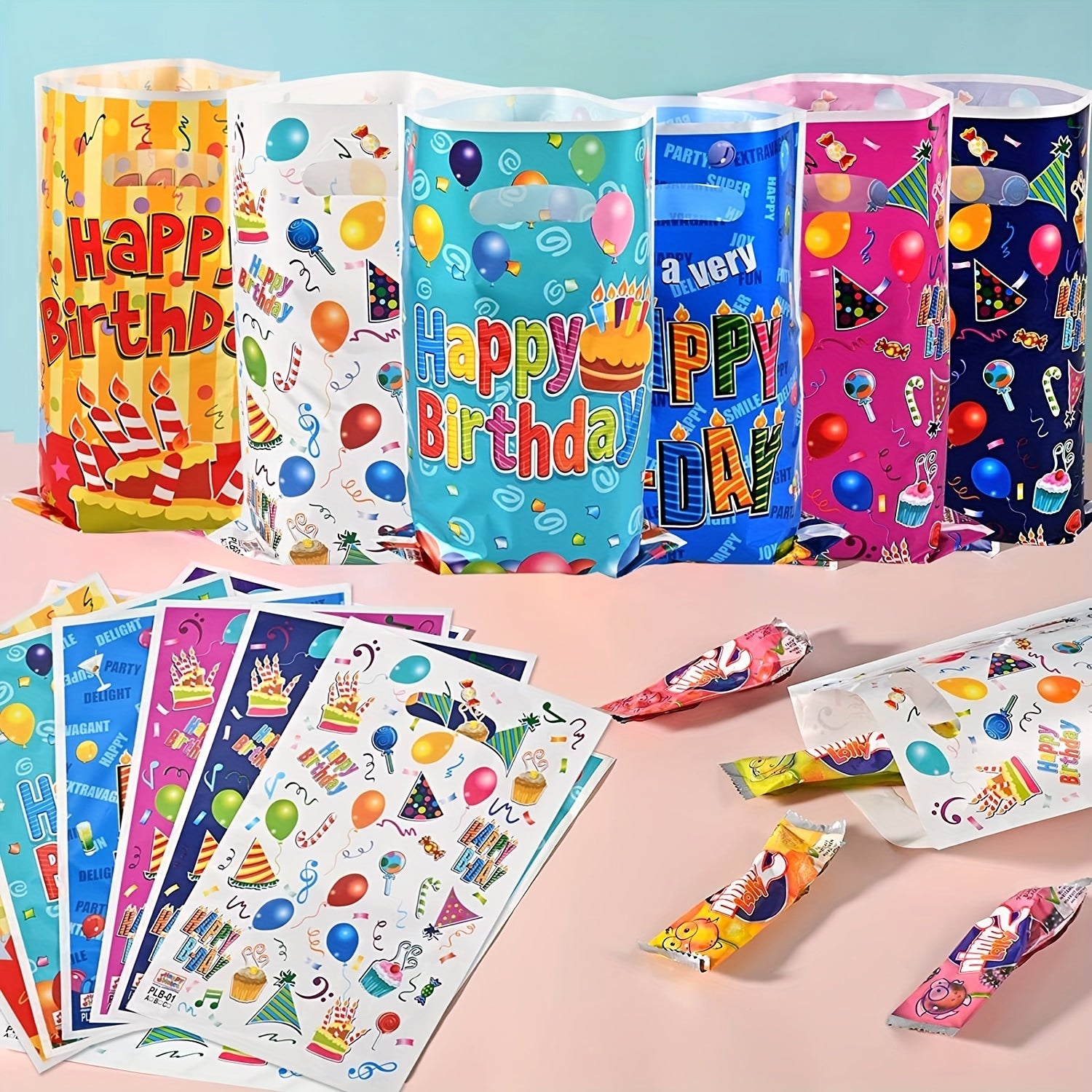 20pcs Happy Birthday Pearlescent Candy Bags