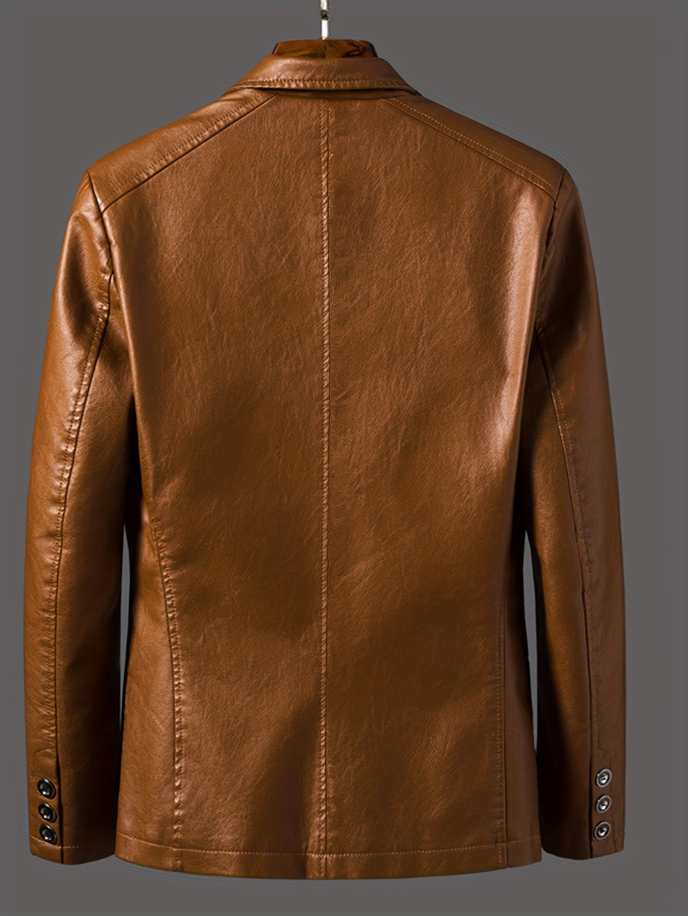 Men's Leather Lapel Zipper Up Jacket for Autumn Winter Wear