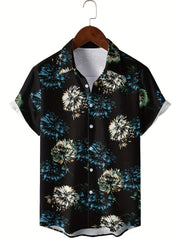 Men's Floral Camp Collar Bowling Shirt Short Sleeve Hawaiian Casual