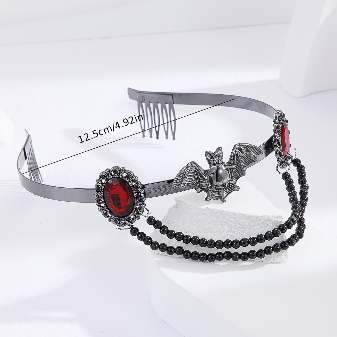 Red Rhinestone Tiara Headband for Halloween Cosplay