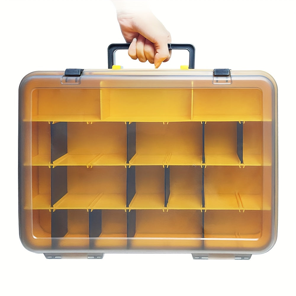 Yellow Storage Box grid Parts Box Tool Box Plastic Household Screw Box