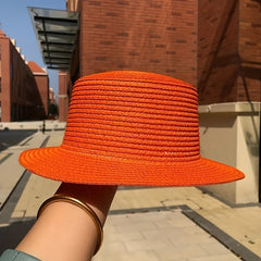 Bright Candy Sun Hat Classic British Style Top Hat Straw Jazz Fedora Cap Unisex