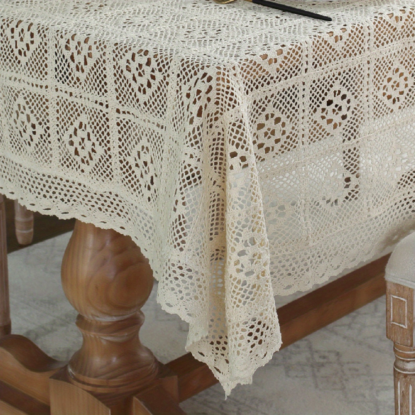 Bohemian Crocheted Cotton Tablecloth for Home Decor