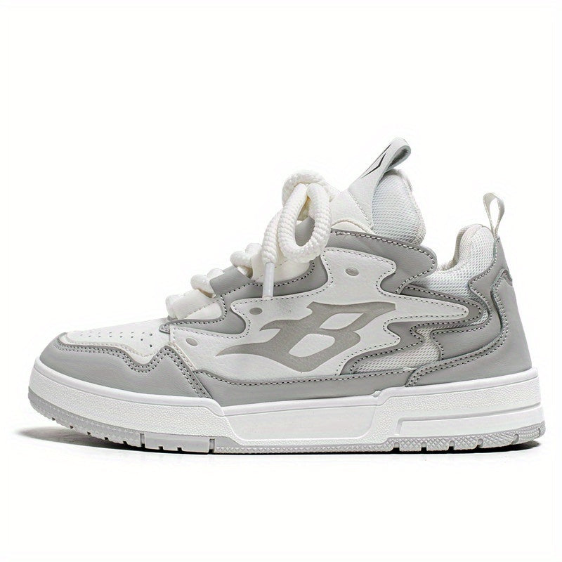 Men's B Letter Chunky Sneakers Lace Up Skate Shoes