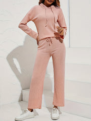  Ribbed Hoodie & Pants Two Piece Set