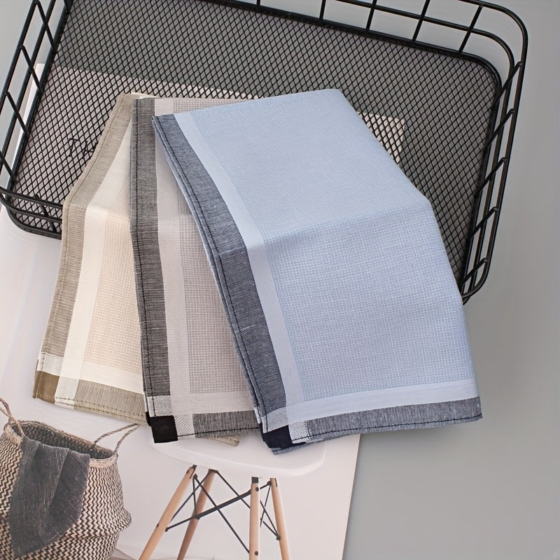 3 Men's Handkerchiefs Beige Gray Soft Woven Fabric Lightweight Compact