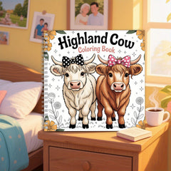 Scottish Highland Cow Coloring Book 20x20cm 24 Pages Single Sided Spiral Bound