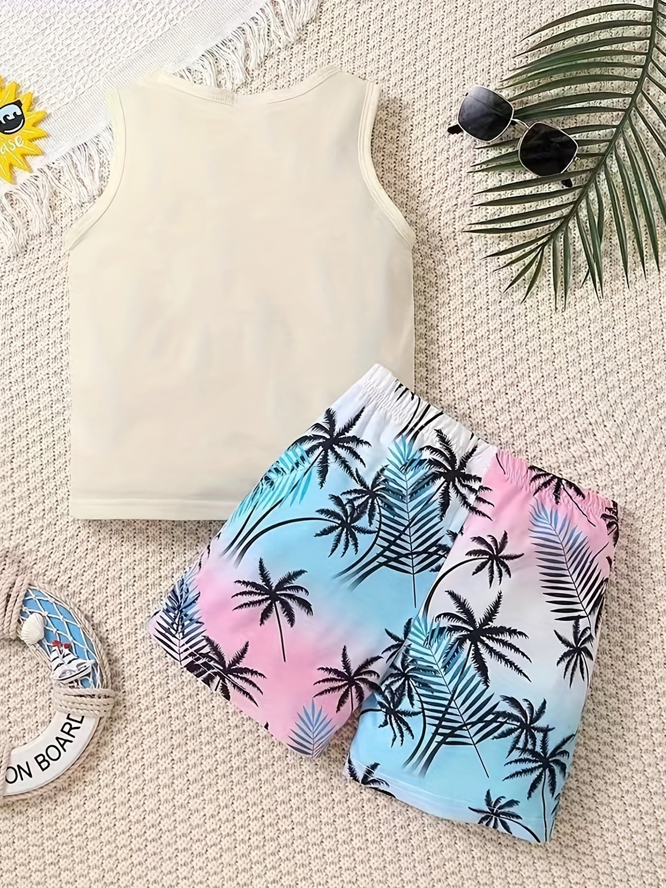 Boys Coconut Trees Tank Top & Shorts Set