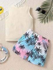 Boys Coconut Trees Tank Top & Shorts Set