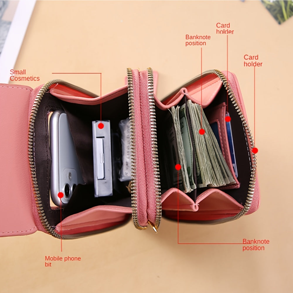 Mini Touch Screen Phone Purse Women's PU Leather Crossbody Bag