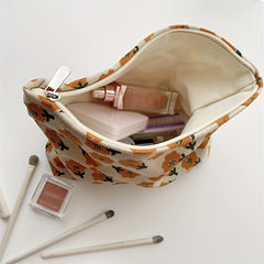 Flower Pattern Carry On Bag Zipper Portable Cosmetic Bag