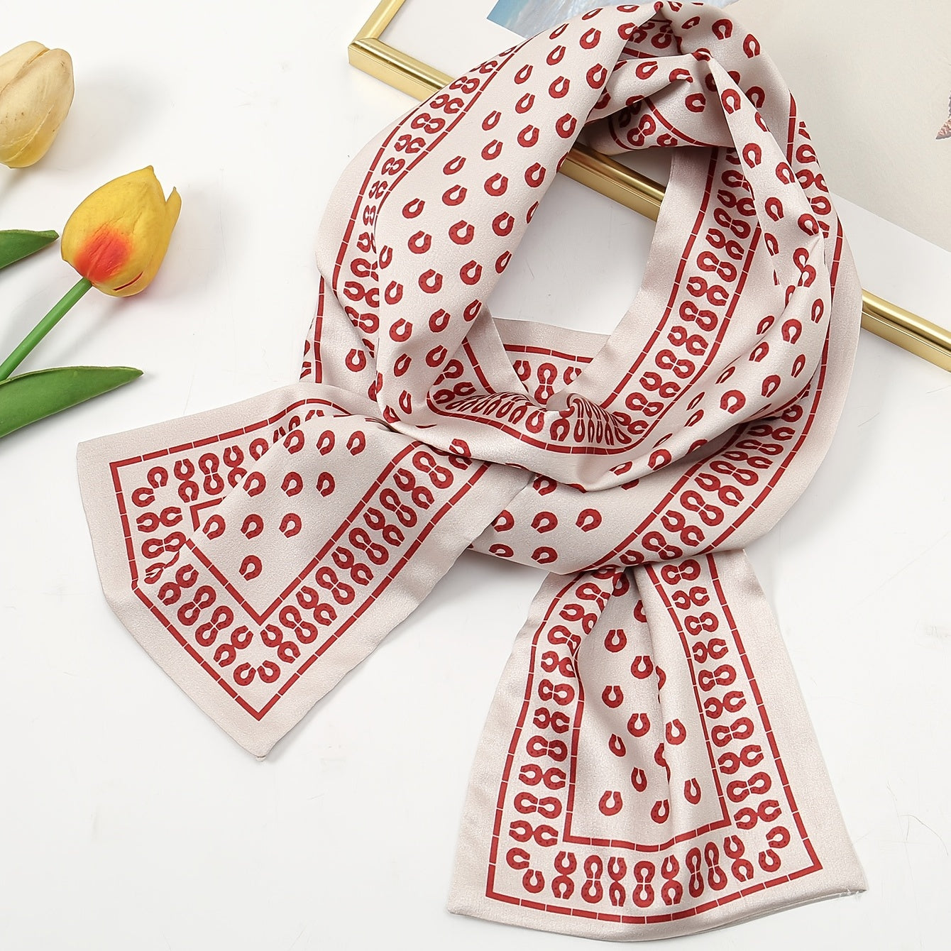 Pre-tie Neck Scarf & Red Small Dot Full Print Neckercheif