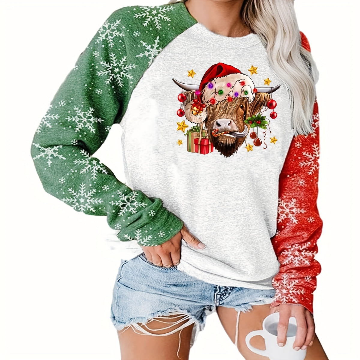 Western Christmas Cow Pattern Iron On Heat Transfer Sticker