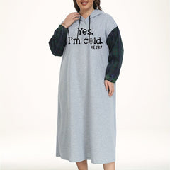  Snowflake Slogan Print Hooded Sleep Dress
