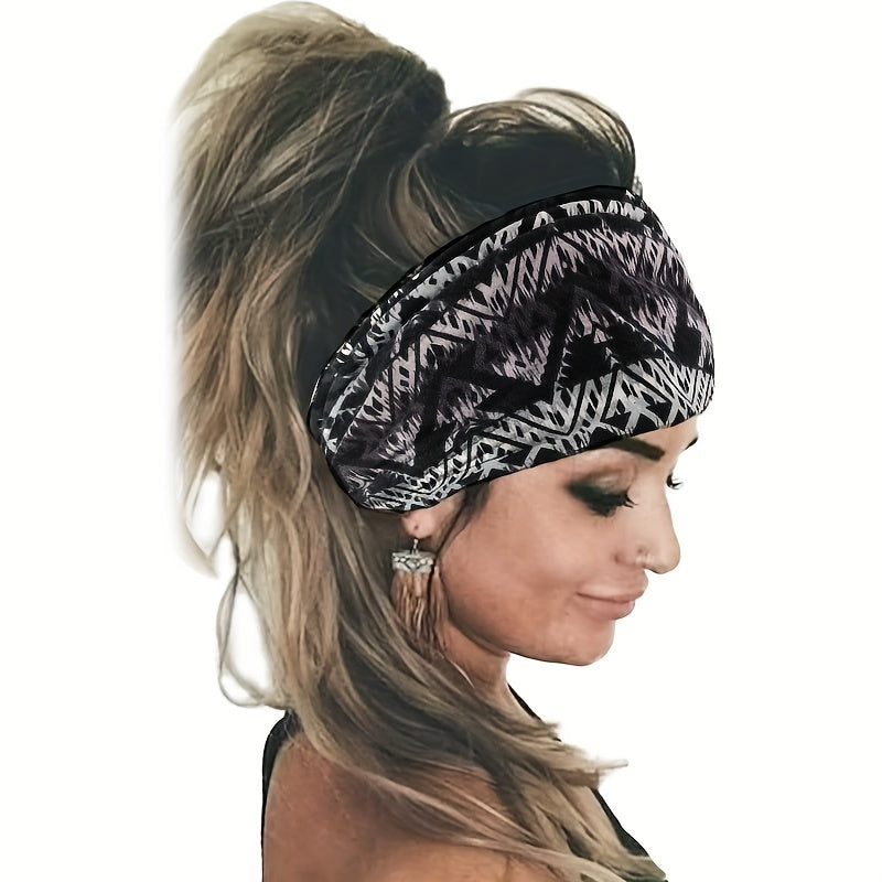 Boho Style Elastic Sports Headband Wide Brim Yoga Headband