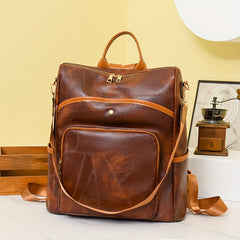 Casual Versatile Women's Backpack Solid PU Leather