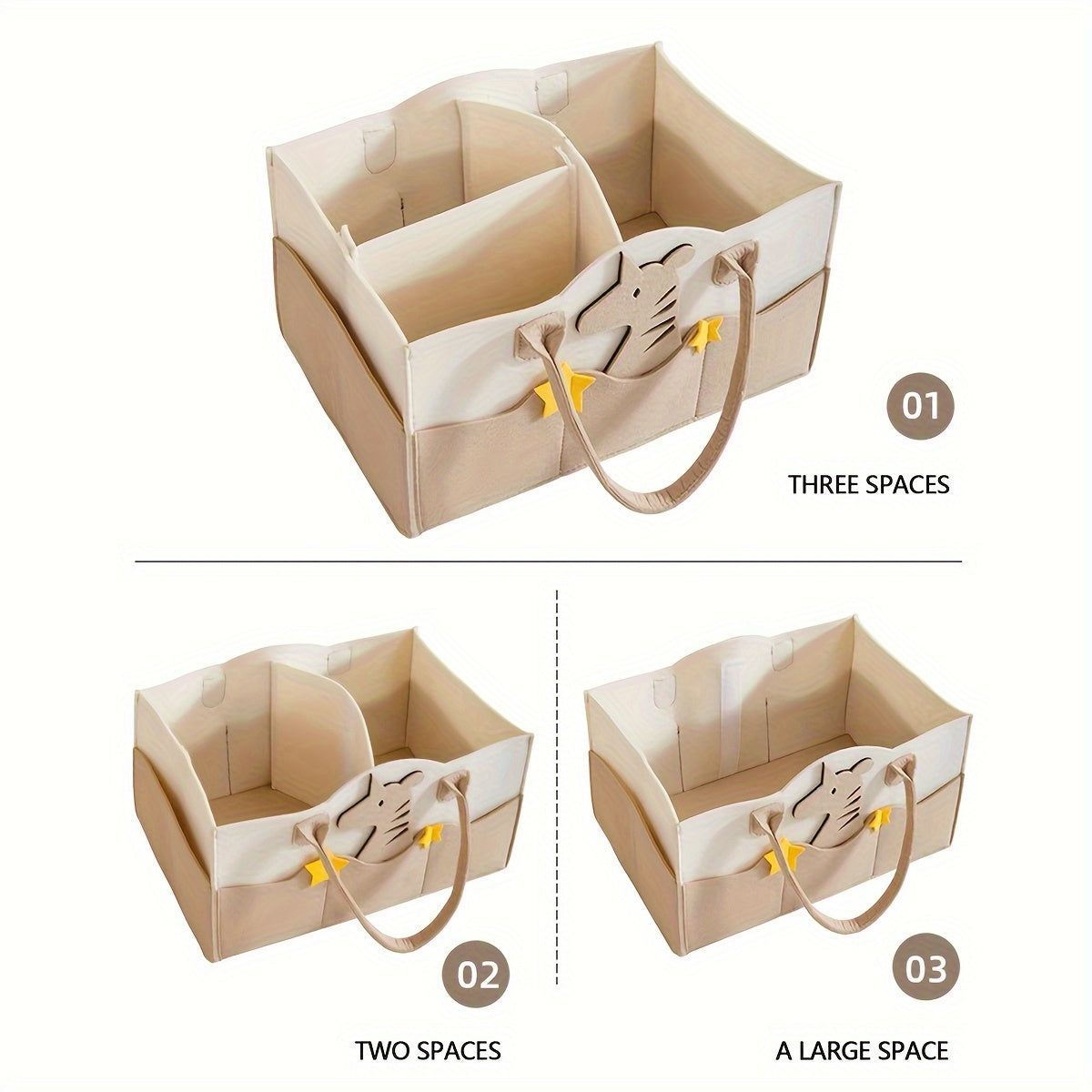 Cute Animal Felt Diaper Storage Bag for Diapers and Wipes