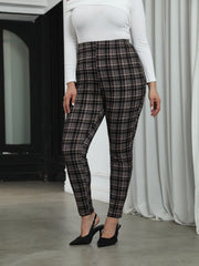  Plaid Print High Rise Skinny Trousers