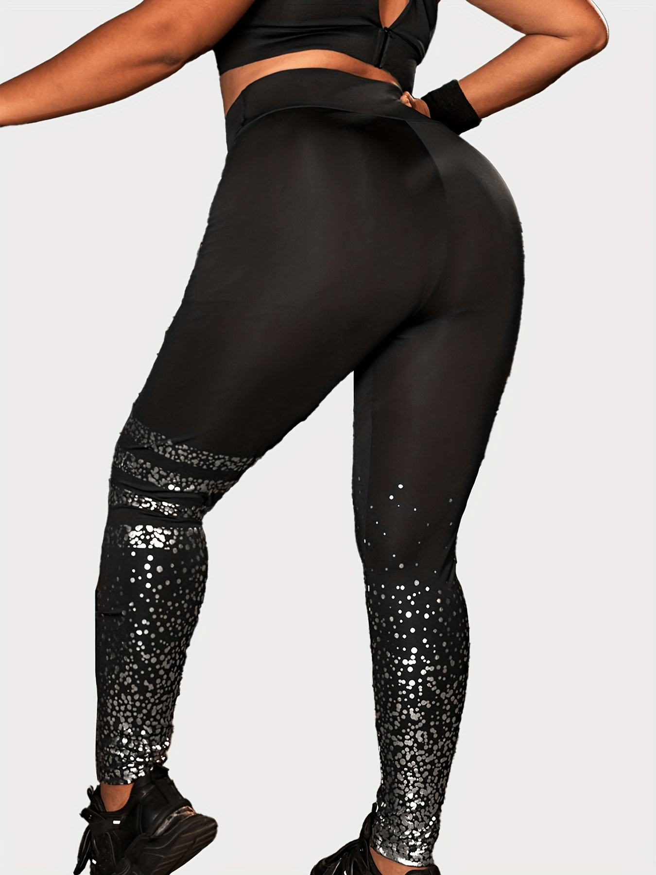  Polka Dot Print Wide Waistband Fitness Leggings