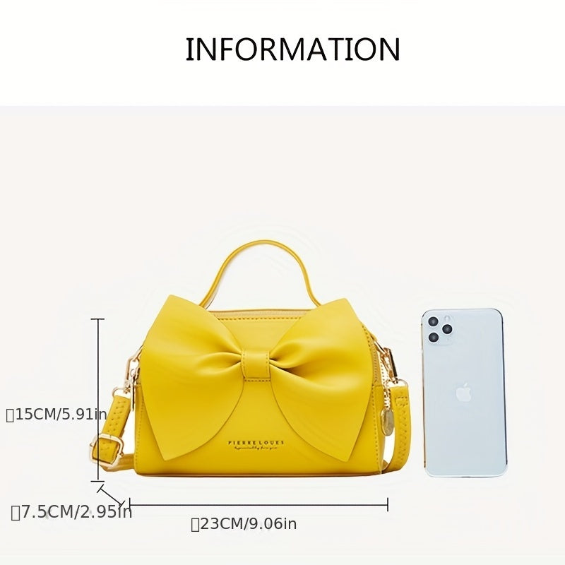 Solid Bowknot Crossbody Satchel Bag