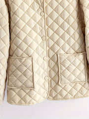 Quilted Jacket with Patched Pockets and Button Closure