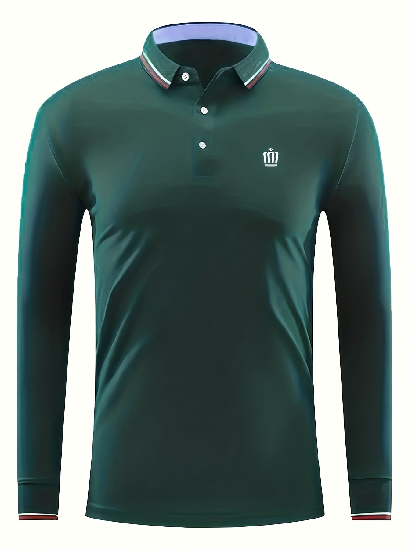 Crown Print Men's Lapel Polo Shirt Casual Button Up Top