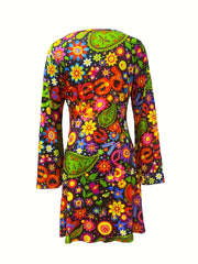  Boho Dress Women's Plus Paisley Floral Print Maxi Dress