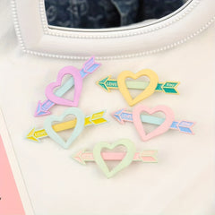 Sweet Heart Decor Hair Clip Duck Billed Clip For Side Hair Bang Braids