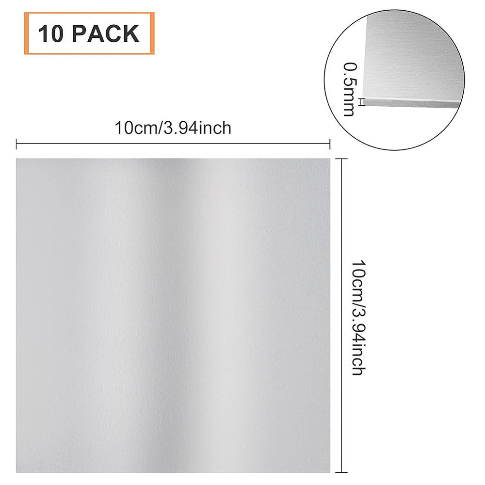 10pcs Aluminum Panel 10x10x0.05cm Craft Supplies Set