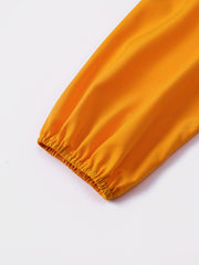  Colorblock Lantern Sleeve Shirt Dress With Belt