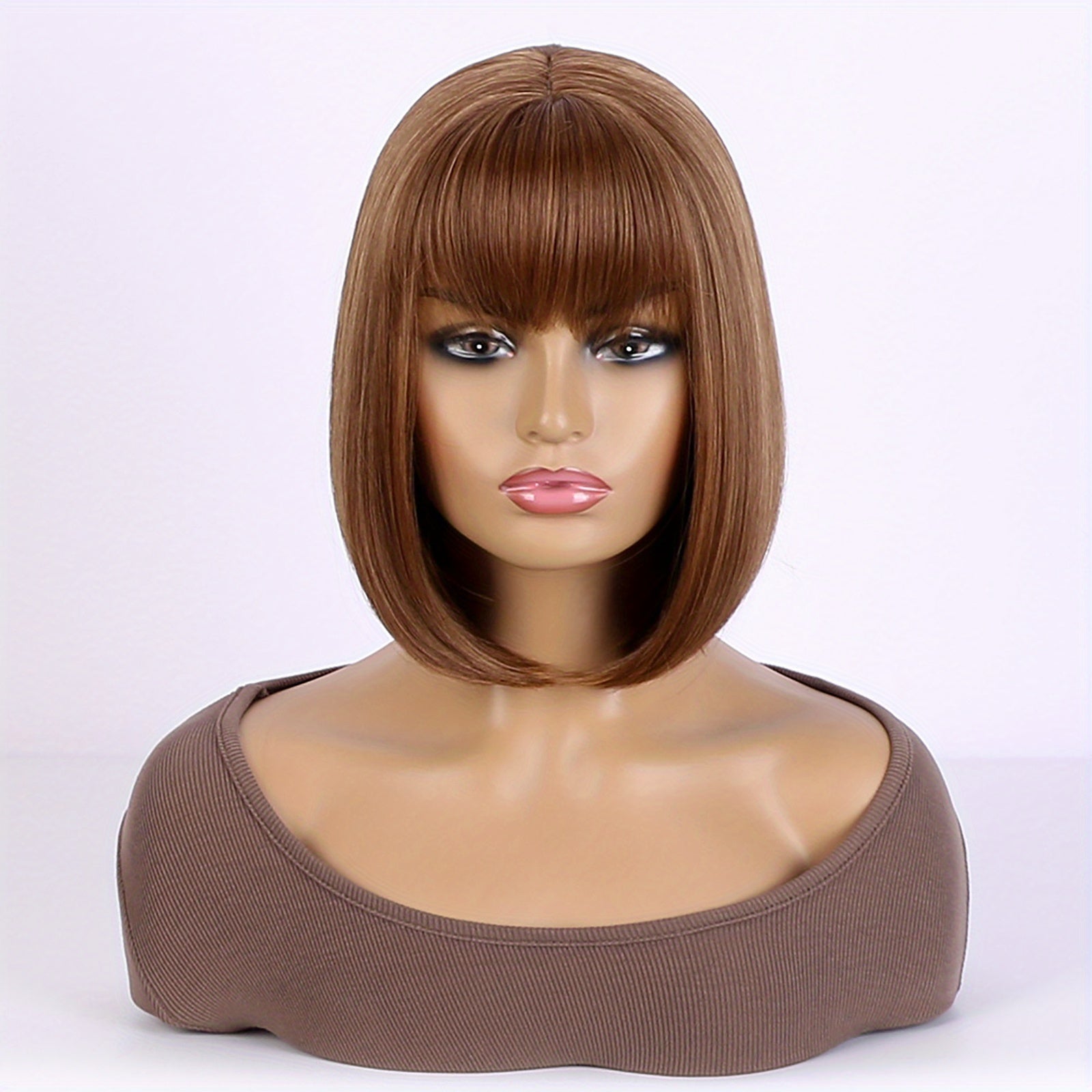 Short Straight Bob Wig With Bangs Synthetic Wig 12inch Cosplay Wigs