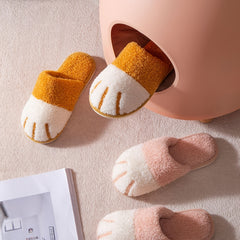 Women's Plush Indoor Slippers Warm Slip-on Shoes House Non-slip Flat