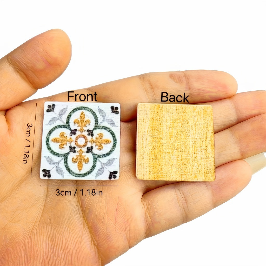 10pcs 1:12 Dollhouse Floor Tiles Geometric Patterns & Colorful Designs