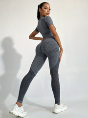 2pcs Yoga Sports Set Crop Top & Leggings Women's Activewear