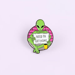Funny Alien E T Enamel Pin Set - Cartoon Green Alien Print - Anime Pins Gift