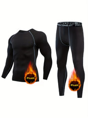 Men's Thermal Long Sleeve T-shirt & Pants Set Quick Dry Fitness Outfit
