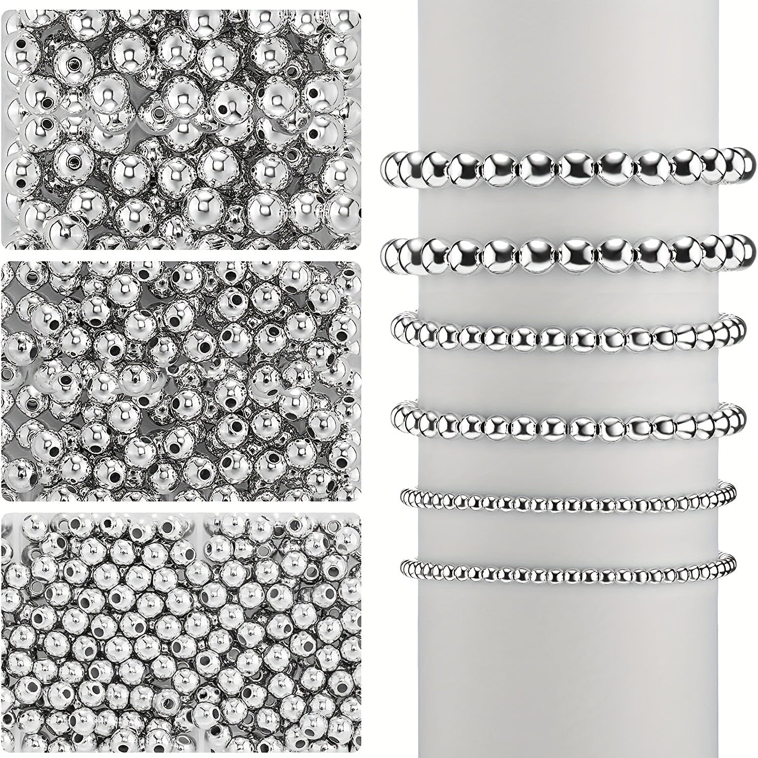 100pcs Classic Silver Beads Pendants for DIY Jewelry Making