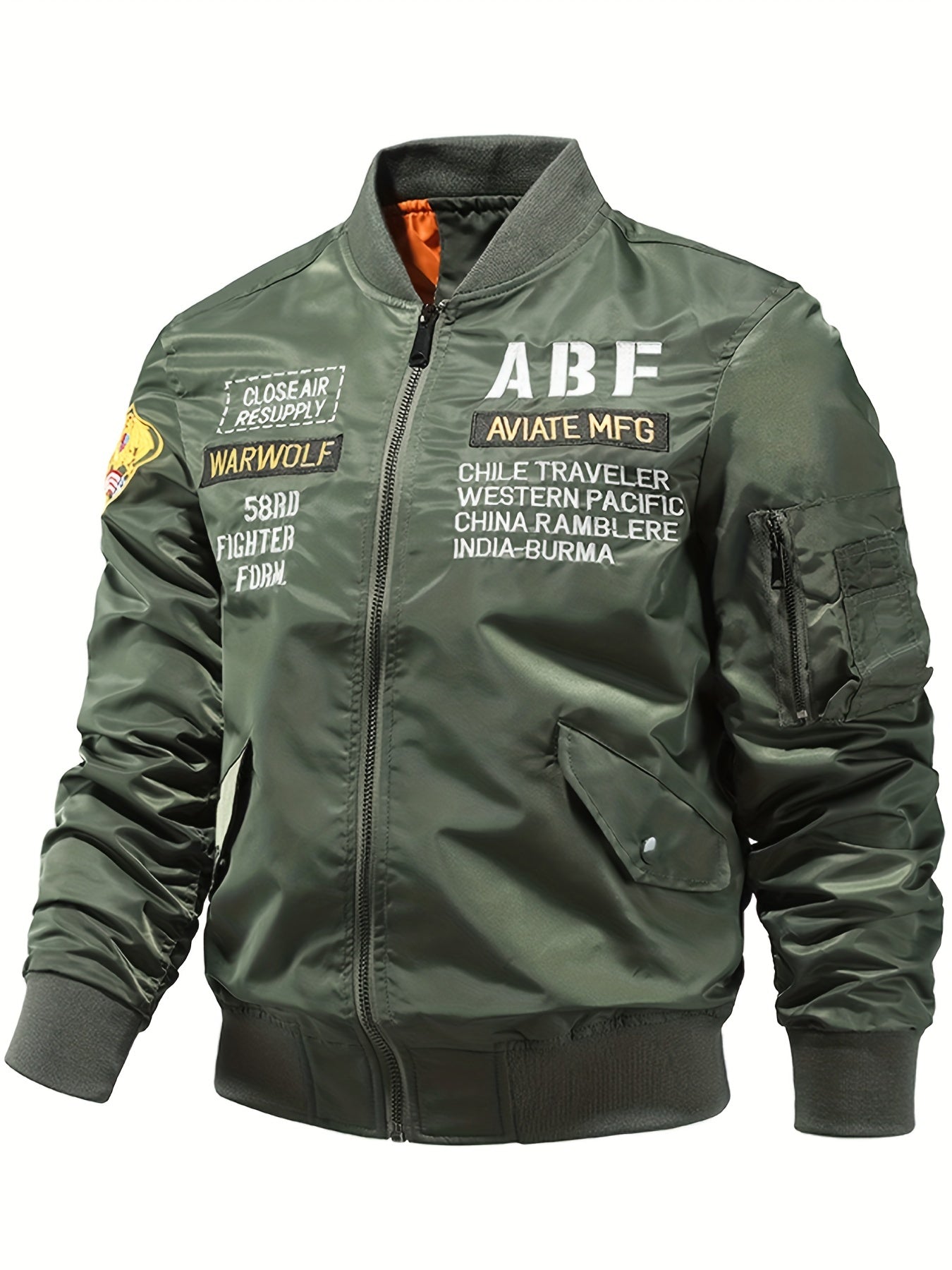 Embroidered Jacket Men's Zip Up Baseball Jacket