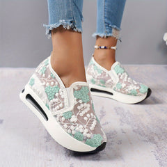 Floral Lace Platform Slip-On Shoes for Women